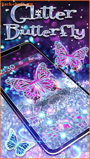 Purple Glitter Diamond Butterfly Gravity Theme screenshot