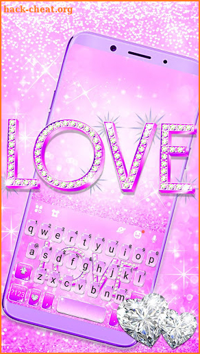 Purple Glitter Love Keyboard Theme screenshot