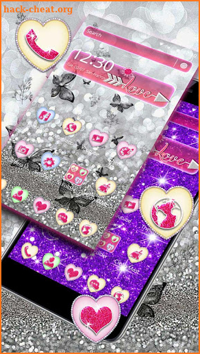 Purple Glitter Love Theme screenshot