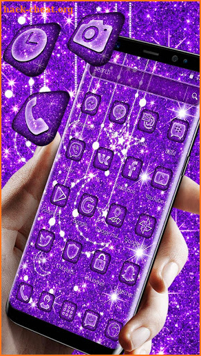 Purple Glitter Moon Theme screenshot