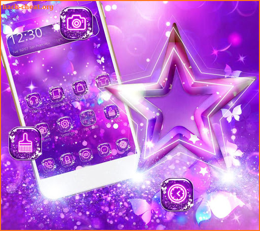 Purple Glitter Stars Butterfly Theme screenshot