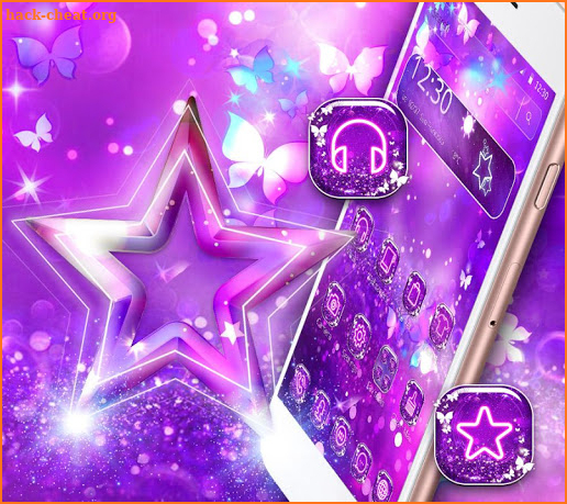 Purple Glitter Stars Butterfly Theme screenshot
