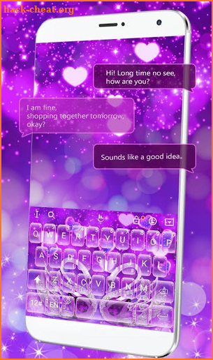 Purple Glittering Lovers Swans Keyboard Theme screenshot