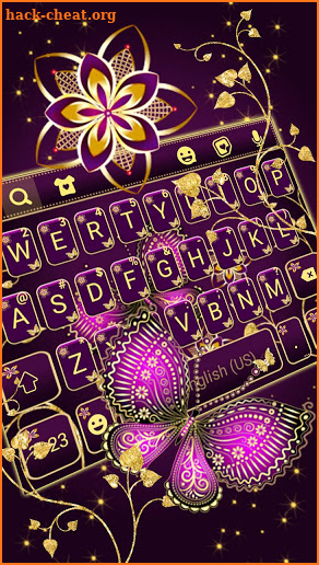 Purple Gold Butterflies Keyboard Theme screenshot