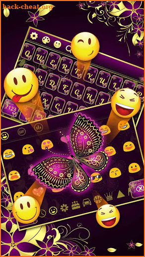 Purple Gold Butterfly Keyboard screenshot