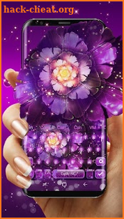 Purple Gorgeous Flowers Neon Keyboard Theme screenshot