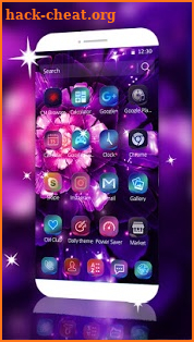 Purple Gorgeous Flowers Neon Theme screenshot