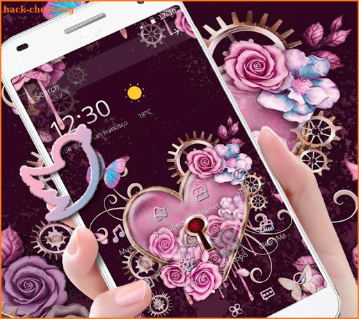 Purple Heart Butterfly Rose Theme screenshot