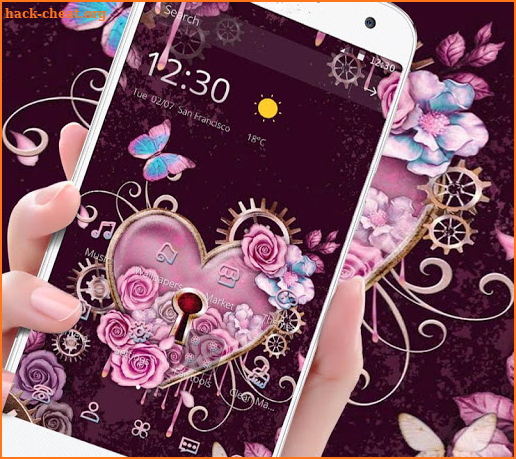 Purple Heart Butterfly Rose Theme screenshot