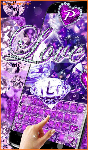Purple Heart Diamond Love Keyboard Theme screenshot