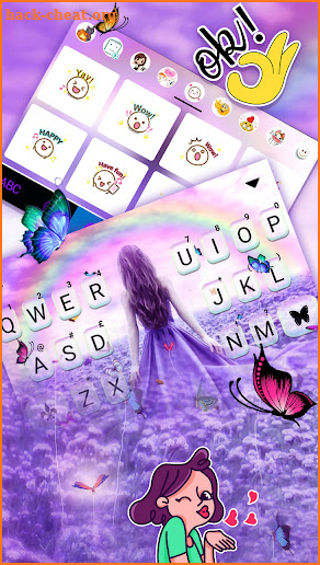 Purple Lavender Girl Keyboard Background screenshot