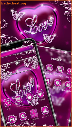 Purple Love Diamond Heart Theme screenshot