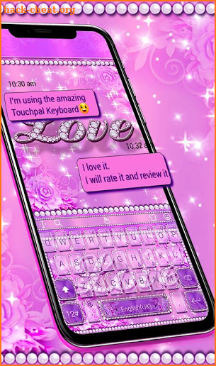 Purple Love Diamond Keyboard Theme screenshot