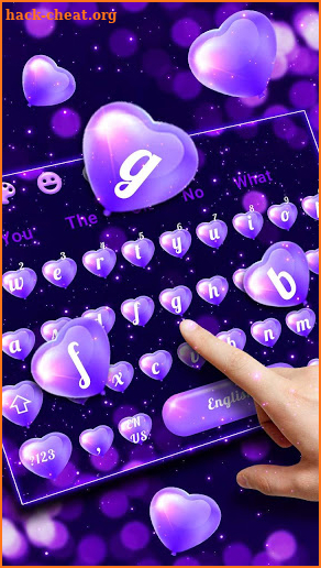 Purple Love Heart Balloon Keyboard Theme screenshot