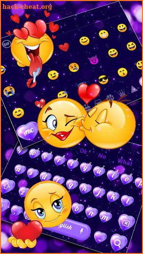 Purple Love Heart Balloon Keyboard Theme screenshot