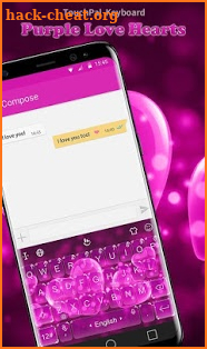 Purple Love Hearts Keyboard Theme screenshot