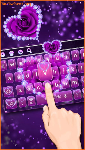 Purple Love Rose Diamond Keyboard Theme screenshot