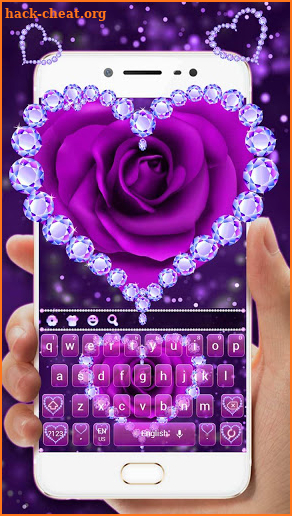 Purple Love Rose Diamond Keyboard Theme screenshot