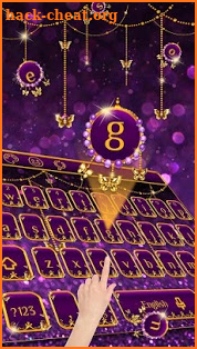 Purple Luxury Golden Butterfly Keyboard Theme screenshot