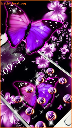 Purple Neon Butterfly Theme screenshot