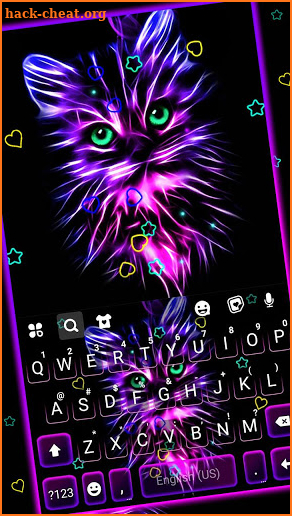 Purple Neon Cat Keyboard Theme screenshot