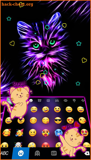 Purple Neon Cat Keyboard Theme screenshot
