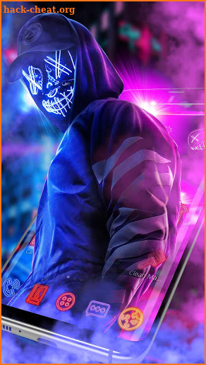 Purple Neon Mask Man Theme screenshot