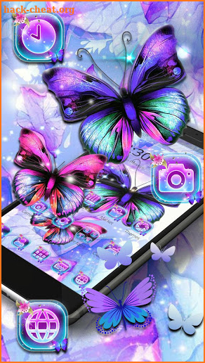 Purple Neon Shining Butterfly Theme screenshot