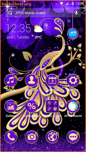 Purple Peacock APUS Launcher theme screenshot