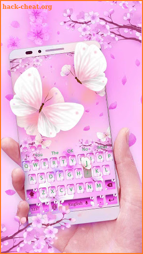Purple Pink Butterfly Keyboard screenshot