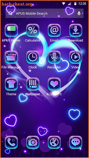 Purple romantic love APUS Launcher theme screenshot
