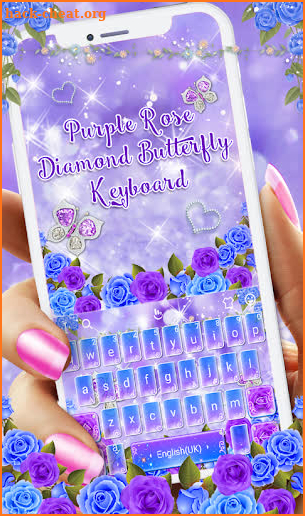 Purple Rose Diamond Butterfly Keyboard screenshot