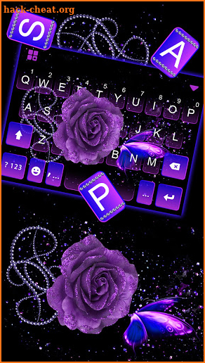Purple Rosy Black Keyboard Background screenshot