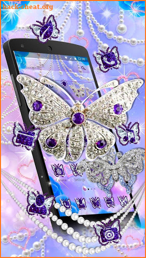 Purple shiny Diamond Butterfly Theme screenshot