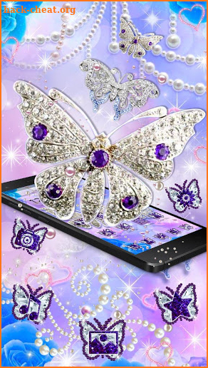 Purple shiny Diamond Butterfly Theme screenshot