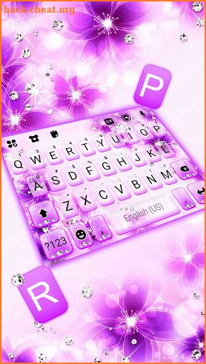 Purple Shiny Flowers Keyboard Background screenshot