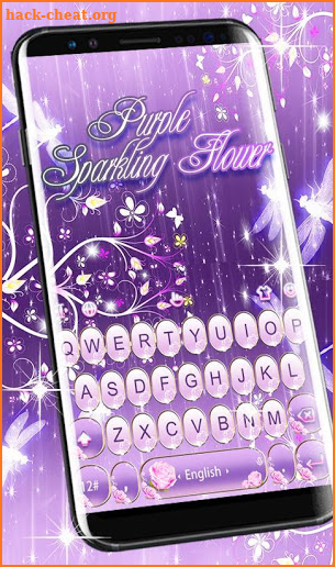 Purple Sparkling Flower Keyboard Theme screenshot