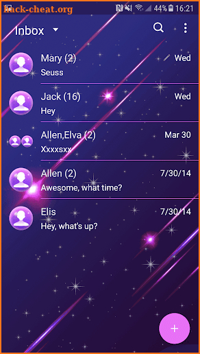 Purple Starry Sky Skin for Next SMS screenshot