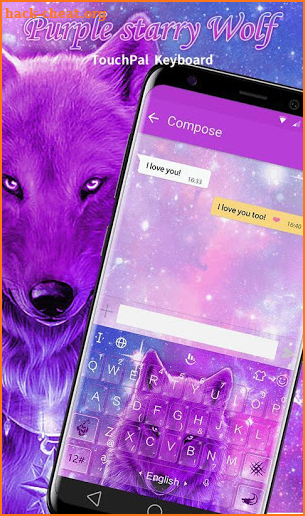 Purple Starry Wolf Keyboard Theme screenshot