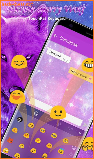 Purple Starry Wolf Keyboard Theme screenshot