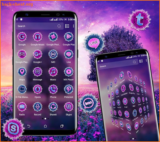 Purple Tree Flowers Launcher Theme screenshot