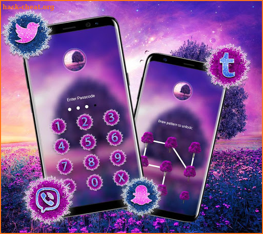 Purple Tree Flowers Launcher Theme screenshot