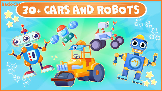 Puzzles cars and robots for kids. Boy pazzles game screenshot