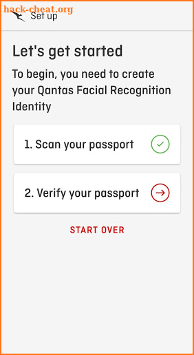Qantas Facial Recognition screenshot