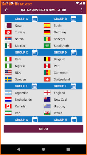 Qatar 2022 draw simulator screenshot