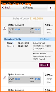 Qatar Airlines screenshot