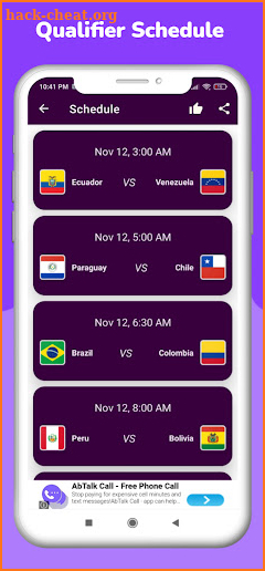 Qatar Football World Cup 2022, Schedule screenshot