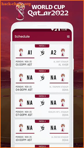Qatar Football World Cup 2022, Schedule,Qualifiers screenshot