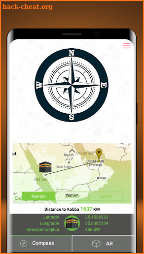 Qibla direction watch (compass) screenshot