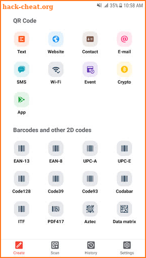 QR code / barcode scanner & generator (QrApp) screenshot